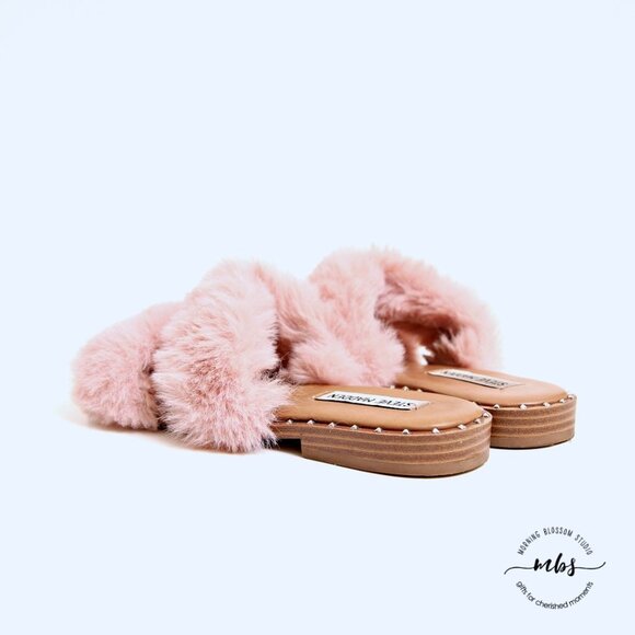 Steve Madden Enite Faux Fur Slide Sandals Pink Women Size 8 - Picture 5 of 12